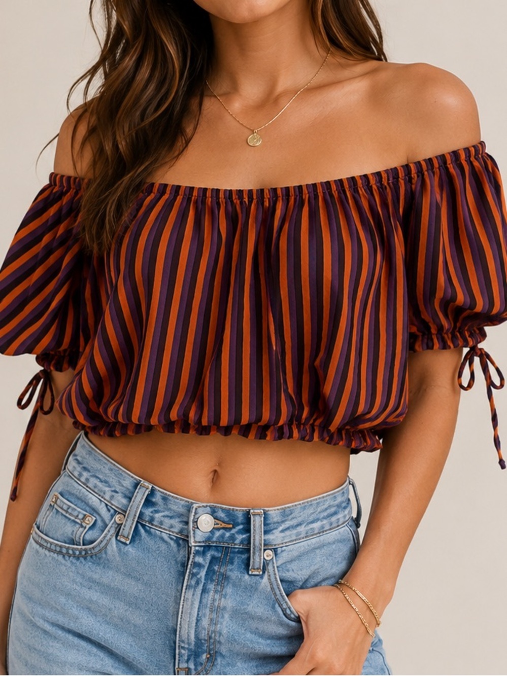 Olivaceous Striped Crop Top nwt